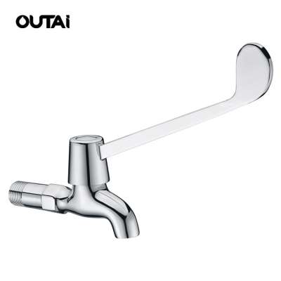 Quick open stainless steel wall-mounted long handle cold water faucet bibcock