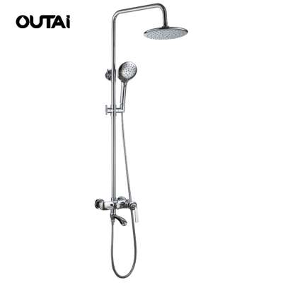 Hotel bathroom accessories brass single handle shower column set with hand shower head