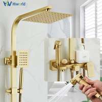 Gold Plated Wall Mounted Bath Shower Mixer Taps Hot And Cold Faucets